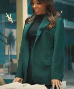 Kelly Rowland Mea Culpa Mea Womens Green Wool Coat - Womens Green Wool Coat - Side View
