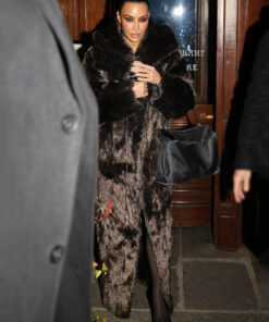 Kim Kardashian Womens Brown Fur Coat - Womens Brown Fur Coat - Front View4