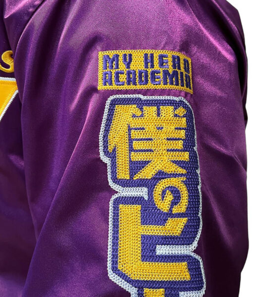 Lakers Los Angeles Smash Mens Purple Varsity Jacket - Mens Purple Varsity Jacket - Sleeves VIew2