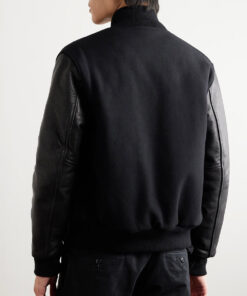 Lantern Men's Black Varsity Leather Jacket - Back View