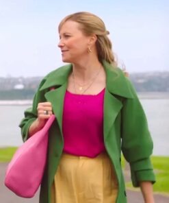 Lucy Lawless My Life Is Murder Alexa Crowe Womens Green Long Coat - Womens Green Long Coat - Front View2