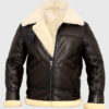 Luz B-3 Shearling Brown Leather Aviator Jacket - Front View