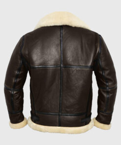 Luz B-3 Shearling Brown Leather Aviator Jacket - Back View