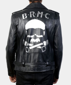 Marlon Brando The Wild One Johnny Mens Black Leather Jacket - Mens Black Leather Jacket - Back VIew