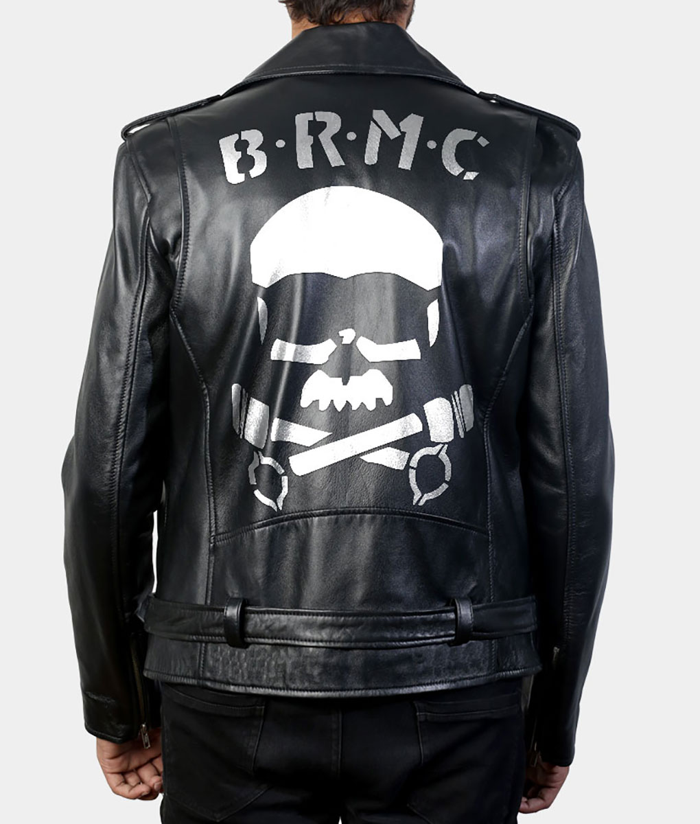 Marlon Brando The Wild One Johnny Mens Black Leather Jacket - Mens Black Leather Jacket - Back VIew