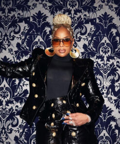 Mary J. Blige CBS Mornings Womens BLack Leather Blazer - Womens BLack Leather Blazer- Front View2