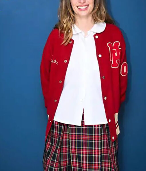 Maya Hawke Womens Red Jacket - Womens Red Jacket - Front View