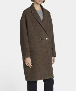Melissa Benoist The Girls on the Bus Brown Coat - Side VIew