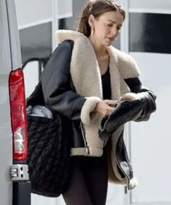 Michelle Keegan Fool Me Once Maya Stern Womens Black Leather Jacket - Womens Black Leather Jacket - Side View2