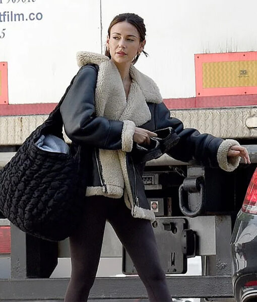 Michelle Keegan Fool Me Once Maya Stern Womens Black Leather Jacket - Womens Black Leather Jacket - Front VIew