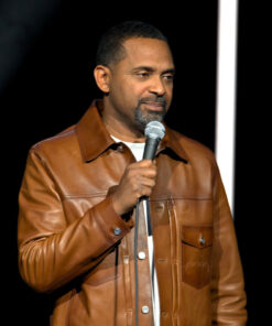 Mike Epps Mens Brown Leather Jacket - Mens Brown Leather Jacket - Front VIew