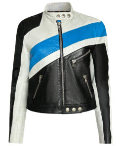 Nicola Peltz Leather Womens Biker Jacket - Womens Biker Jacket - Front View2