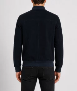 Noah Mens Navy Blue Bomber Suede Leather Jacket-Back