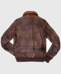 Paul Mens Brown Aviator Vintage Leather Jacket - Back View