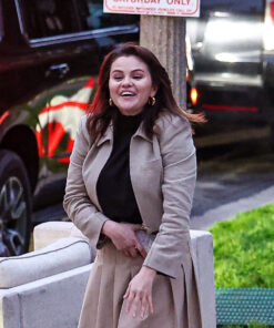 Selena Gomez Womens Brown Cropped Jacket - Womens Brown Cropped Jacket - Front View2
