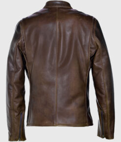 Shot Brown Moto Cafe Racer Biker Leather Jacket