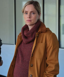 Sophie Rundle After the Flood PC Joanna Marshall Womens Tan Brown Coat - Womens Tan Brown Coat - Side View