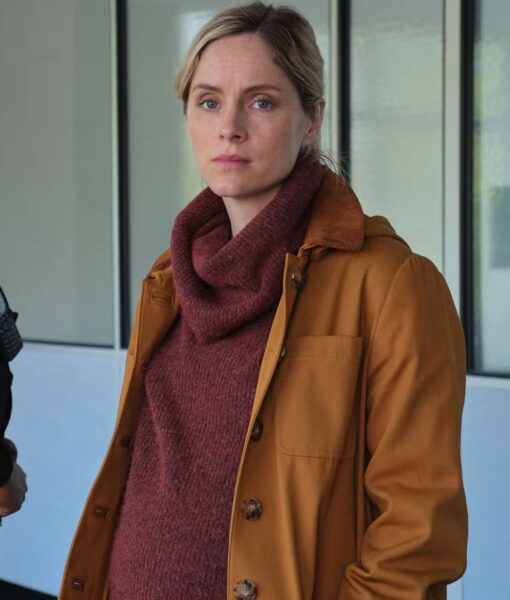 Sophie Rundle After the Flood PC Joanna Marshall Womens Tan Brown Coat - Womens Tan Brown Coat - Side View