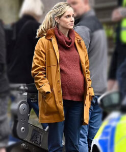 Sophie Rundle After the Flood PC Joanna Marshall Womens Tan Brown Coat - Womens Tan Brown Coat - Side View2