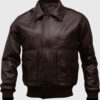 Stuart Mens Brown Bomber Leather Jacket