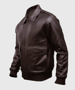 Stuart Mens Brown Bomber Leather Jacket - Side View