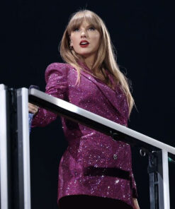 Taylor Swift Womens Pink Sequin Blazer - Womens Pink Sequin Blazer - Front View