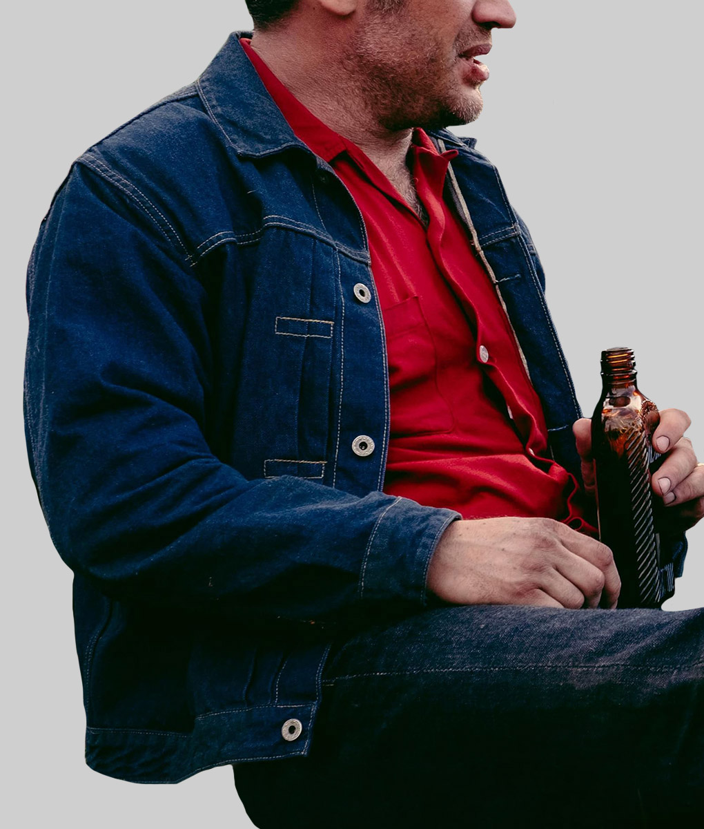 Tom Hardy The Bikeriders Blue Denim Jacket-Side View