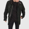 Tom Mens Green Suede Leather Jacket - Front View