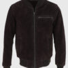 Trevor Mens Dark Brown Bomber Suede Leather Jacket