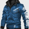 cyberpunk 2077 Blue Samurai Jacket - Men's Blue Leather Jacket - Front View