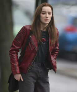 Bank of Dave Alexandra Maroon Leather Jacket - Clearance Sale
