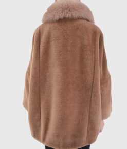 Briony Women's Brown Real Fox Fur Coat - Brown Real Fox Fur Coat For Women - Back View