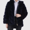Daphne Women's Black Hooded Real Chinchilla Fur Jacket - Black Hooded Real Chinchilla Fur Jacket For Women