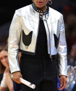 Dawn Staley Silver Jacket - Dawn Staley Silver Jacket | March Madness Leather Jacket - Front View2