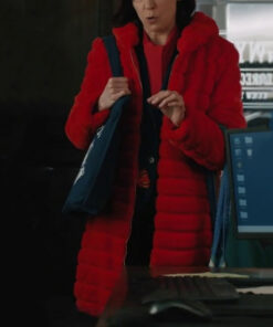 Elsbeth Carrie Preston Red Fur Coat - Elsbeth 2024 Carrie Preston Red Fur Coat Elsbeth Fur Coat - Front View