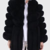 Faye Women's Black Real Fox Fur Jacket - Black Real Fox Fur Jacket For Women - Open Front View