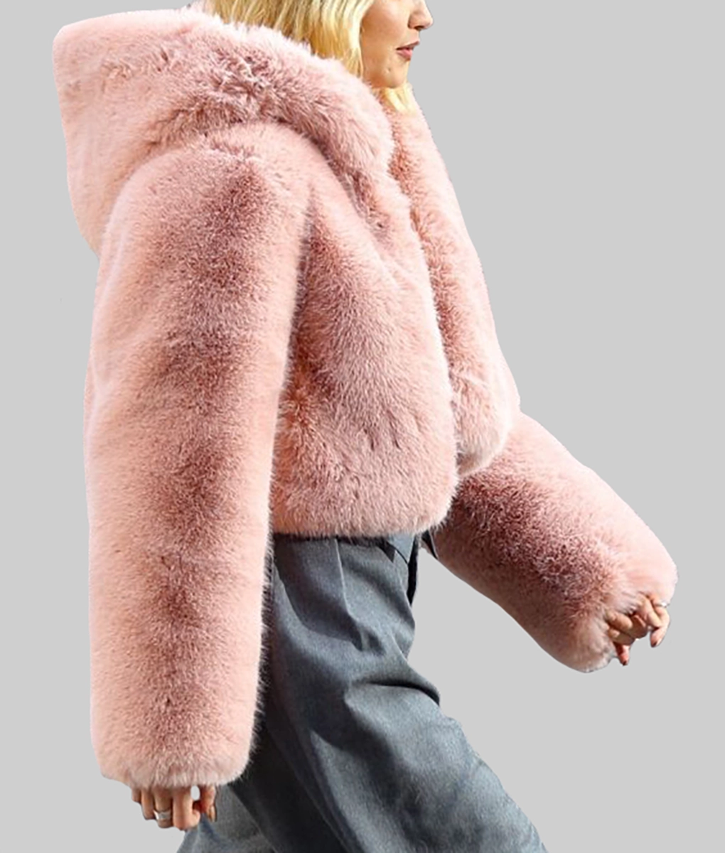 Gigi Hadid Pink Faux Fur Jacket | NYC Jackets