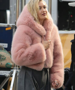 Gigi Hadid Pink Faux Fur Jacket - Gigi Hadid Pink Faux Fur Jacket - Front View2