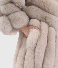 Graceful Women's White Real Fox Fur Jacket - White Real Fox Fur Jacket For Women - Side Pocket View