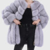 Harmony Women's Blue Real Fox Fur Jacket - Blue Real Fox Fur Jacket for women - Open Front View