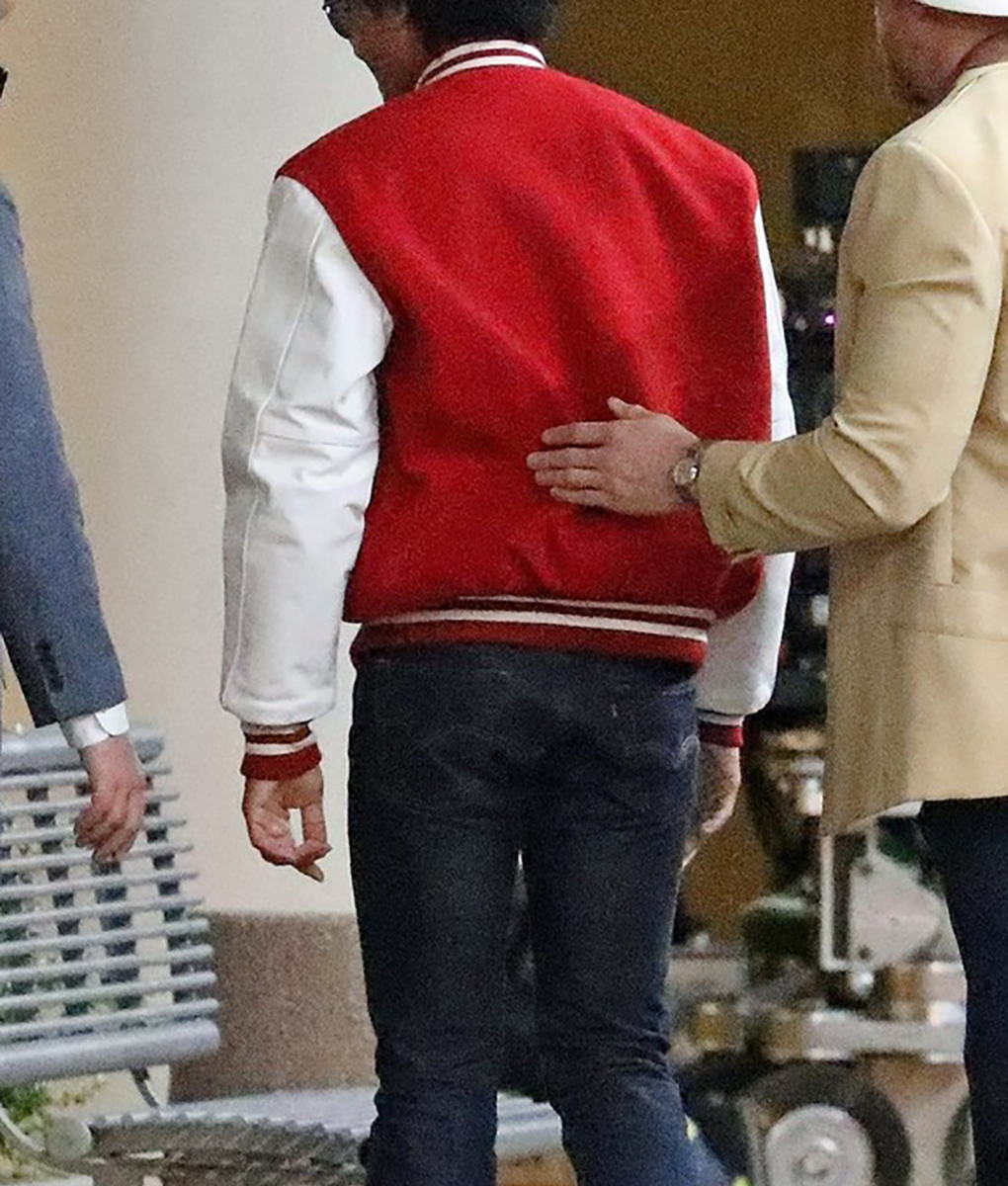 Jaafar Jackson Varsity Jacket - Jaafar Jackson Red and White Varsity Jacket - Back View