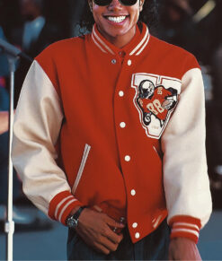 Jaafar Jackson Varsity Jacket - Jaafar Jackson Red and White Varsity Jacket - Front View