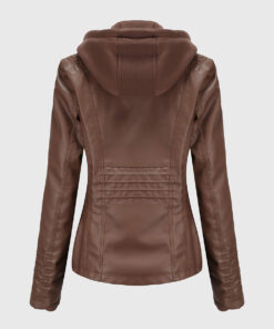 Jane Brown Hooded Leather Jacket - Back View