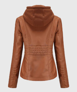 Jane Tan Hooded Leather Jacket - Back View