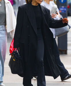 Jennifer Lopez Black Coat - Jennifer Lopez Black Trench Coat - Front View
