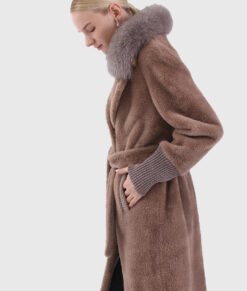 Kaia Women's Brown Real Fox Fur Coat - Brown Real Fox Fur Coat For women - Side VIew