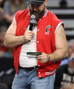 New Heights Live Show Jason Kelce Red Vest - Jason Kelce New Heights Live Show Red Vest - Front VIew4