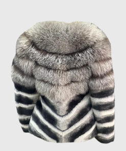 Orlaith Women's Black Real Fox Fur Jacket - Black Real Fox Fur Jacket For Women - Back View