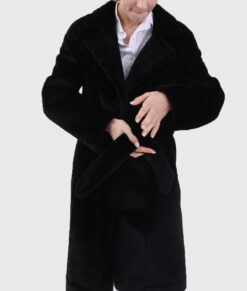 Prudence Women's Black Real Rex Rabbit Fur Coat - Black Real Rex Rabbit Fur Coat For Women - Front Close View