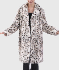 Rhiannon Women's Leopard Real Lynx Fur Coat - Leopard Real Lynx Fur Coat For Women - Front Open View